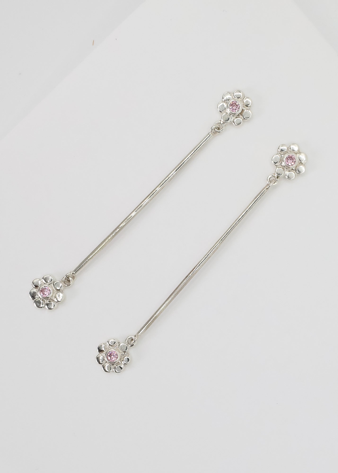 Silver Floral Dangle Earrings | Pink | A FOR ARPANA | Limited Edition | Relief For Nepal