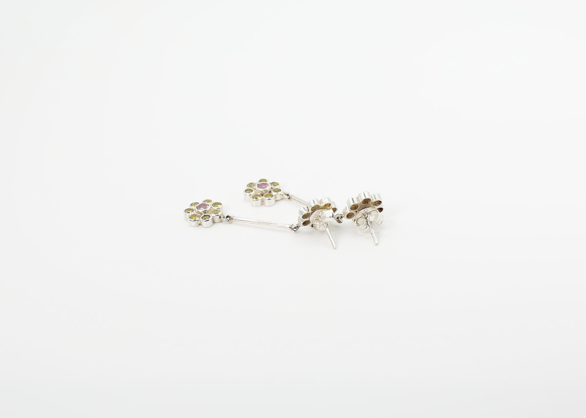Yellow & Pink Gemstones Floral Drop Earrings | A FOR ARPANA | Limited Edition | Relief For Nepal