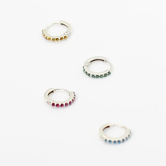 Color Stone Huggies Earrings