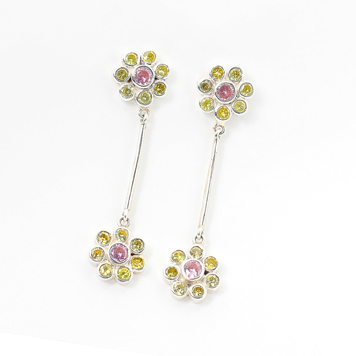 Yellow & Pink Gemstones Floral Drop Earrings | A FOR ARPANA | Limited Edition | Relief For Nepal